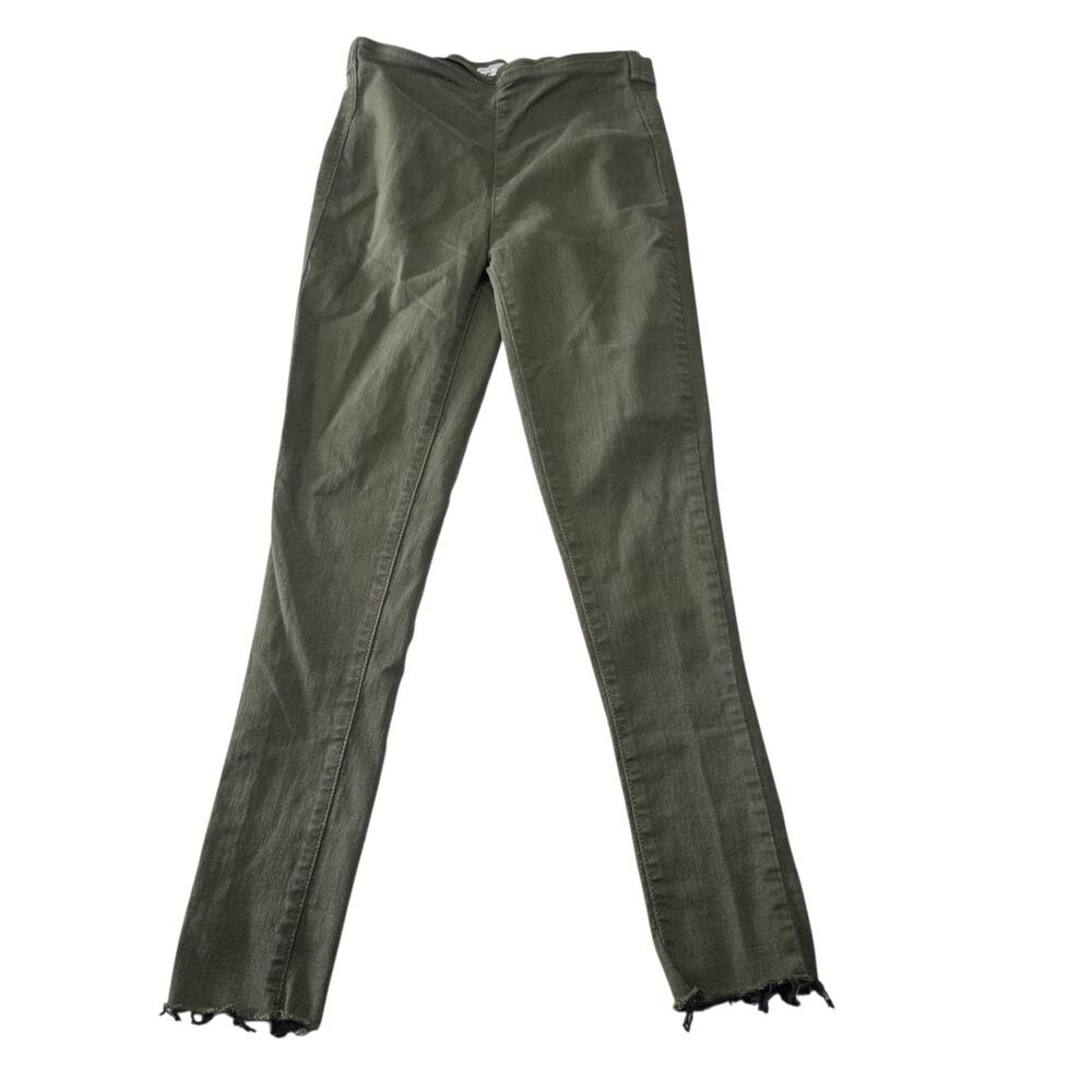 Free People Skinny Denim Jeans 61855-16515125 W 28 Taper Leg Green Raw Fray Hem